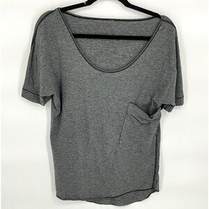 Lululemon Women's Large Heathered Grey‎ Short Sleeve Top With Pocket
